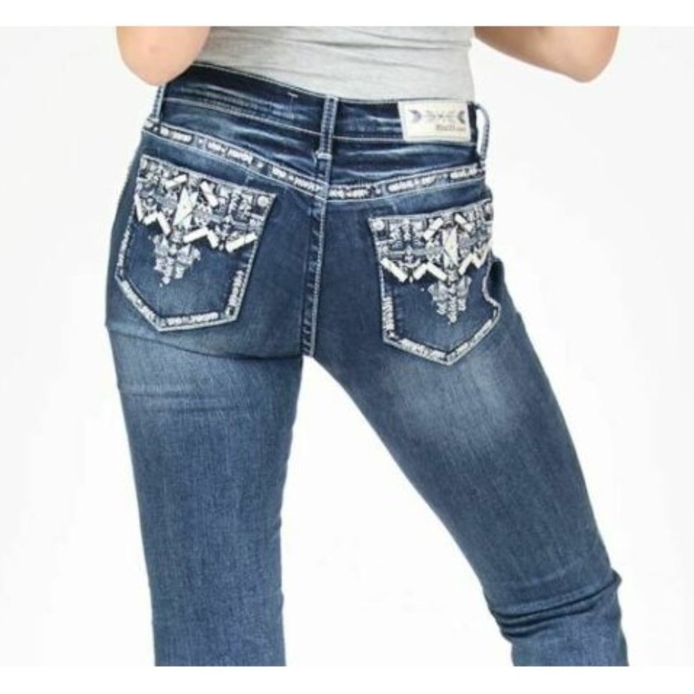 Grace in LA Jeans Women's Western Aztec Motif Embellished Bootcut Jeans